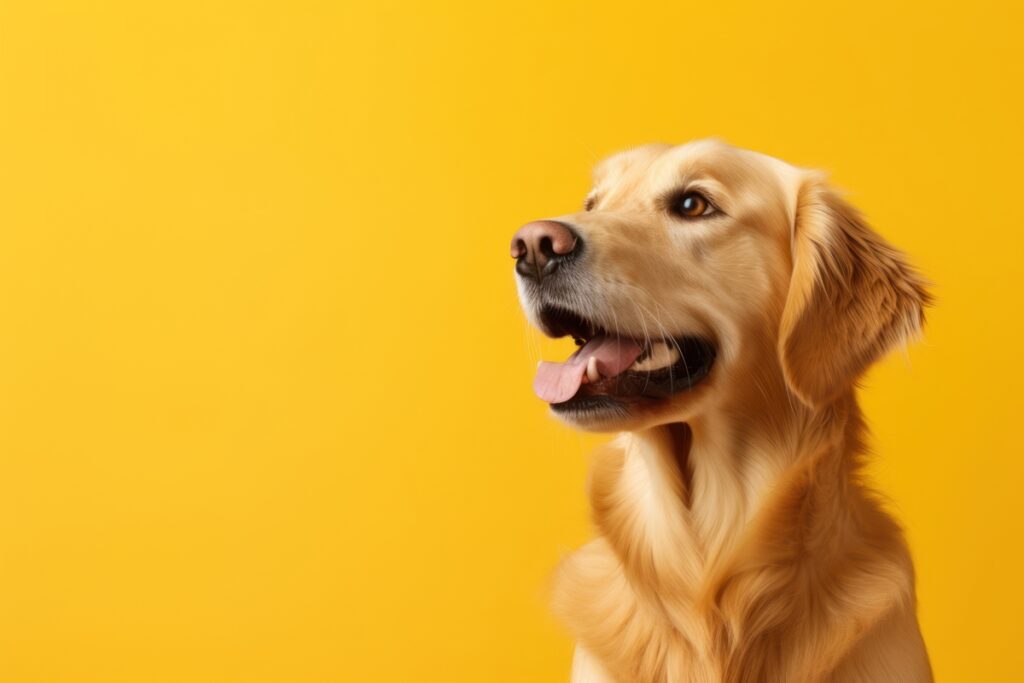 Golden Retriever on a yellow background